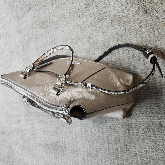 Coach Emma Satchel Metallic Pebble Leather Snake Embossed Size Medium - Picture 6 of 16